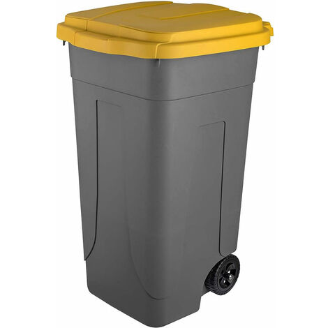 Bidone raccolta differenziata Lt80 pattumiera Mobile plastica ruote e coperchio contenitori bidoni casa pub bar ristoranti hotel - colorigenerali: GIALLO