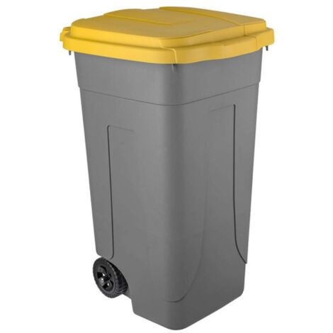 Bidone raccolta differenziata Mobil Plastic Lt. 80 con ruote - Fondo grigio e coperchio giallo