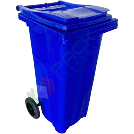 Bidone spazzatura per la raccolta differenziata rifiuti, capacità 120 Lt, certificato UNI EN 840, per uso esterno, colore blu - Blu