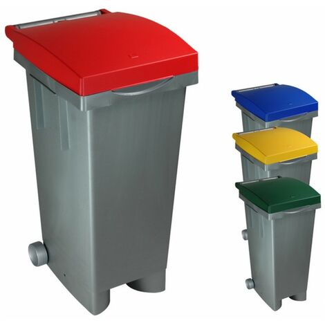 PATTUMIERA BIDONE PER RACCOLTA DIFFERENZIATA LT 80 CON RUOTE VARI COLORI 51212V