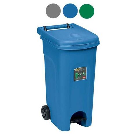 Bidone Urban Quadro con Pedale Blu L 80 Stefanplast