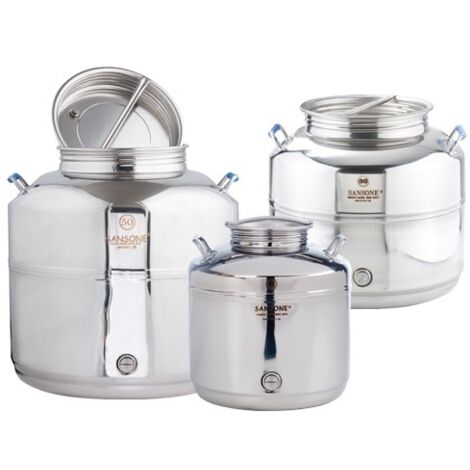 BIDONI BIDONE CONTENITORE FUSTO ACCIAIO INOX PER OLIO SANSONE LT.30