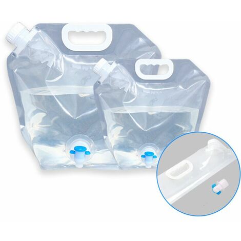 Bidons Eau Pliables avec Robinet,Réservoir Pliant d'eau Potable Réutilisables,pour Le Sport,Camping,Randonnée,Pique-niques,Barbecues,Activités en Plein Air Fonepro 2 Pièces （10L+5L），HANBING