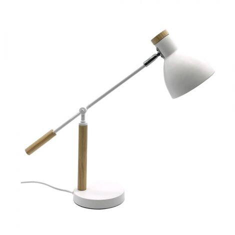 Biel lampe de bureau réglable 1L blanc/hêtre FABRILAMP lampe de bureau orientable à 360