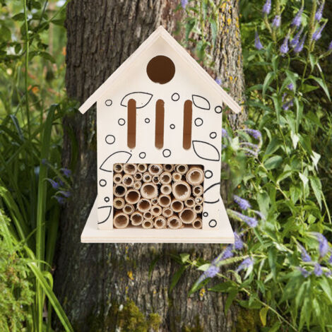 Bienenhotel M9 aus massivem Naturholz, 10x10x15,5cm - Zuhause für solitär bestäubende Bienen und Förderung der Artenvielfalt