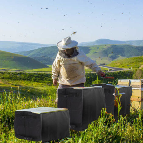 [Bienenstockschutz] Verstellbare, thermisch und wasserdichte Bienenstockabdeckung aus Oxford-Gewebe, isolierende und winddichte Bienenstockhülle (1 Stück)