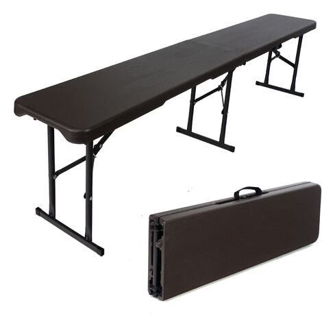 Bierbank Klappbank aus Kunstoff Grau Holzoptik 180cm klappbar Bierzeltbank Campingbank