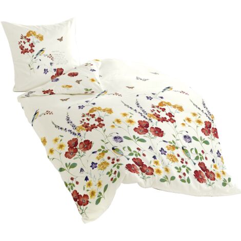 Bierbaum, Set Set Copripiumino singolo e federa in raso di cotone Mako, Multicolore (Mehrfarbig), 135 cm x 200 cm