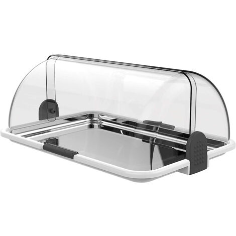 BIESSE Espositore vetrina da banco self service con Vassoio Acciaio, Bianca cm44 doppia apertura porta cornetti dolci salati