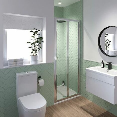 Bifold Shower Door 900x900mm Easy Plumb Tray 6mm Safety Glass Bathroom Modern