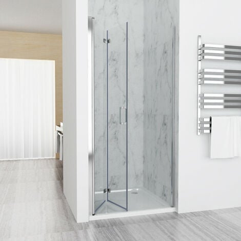 700 x 1850 mm Bifold Shower Door Frameless Pivot Shower Enclosure 6mm Safety Easyclean Glass - No Tray