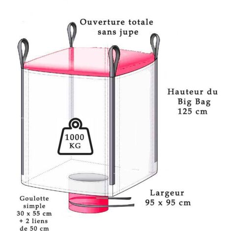 Big Bag avec goulotte de vidange - 1000 kg (95x95x125cm)