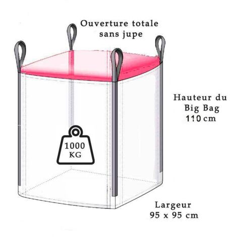 Big Bag standard fond plat - 1000 kg (95x95x110cm)