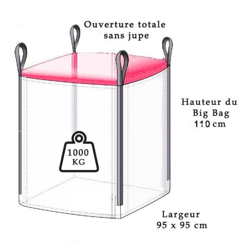 Big Bag standard fond plat - 1000 kg (95x95x110cm)