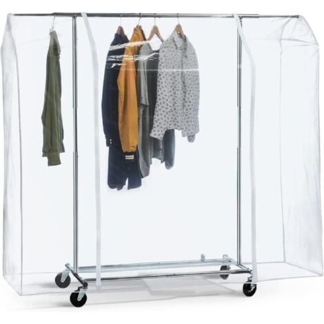 BIG Grande Housse de Protection pour Portant à Vêtements, 152x180x50 cm, Plastique Waterproof Transparent, Ouverture et Fermeture Faciles, Portant Non Inclus