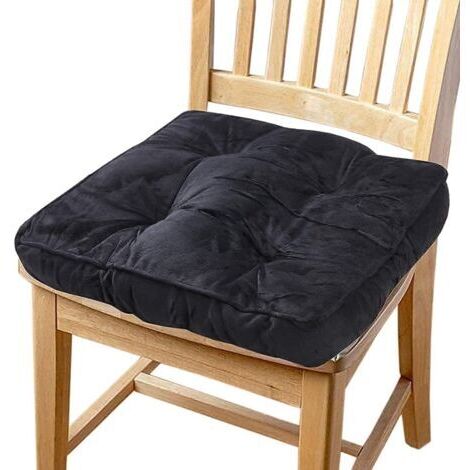 Big Hippo Coussin Carré de Chaise Epais Extérieur/Intérieur, Coussin Décoratif de Chaise Banc de Jardin Bureau Canapé Exterieur Interieur, Surface de Velours, Doux et Epaise, 43x43x8cm, Noir