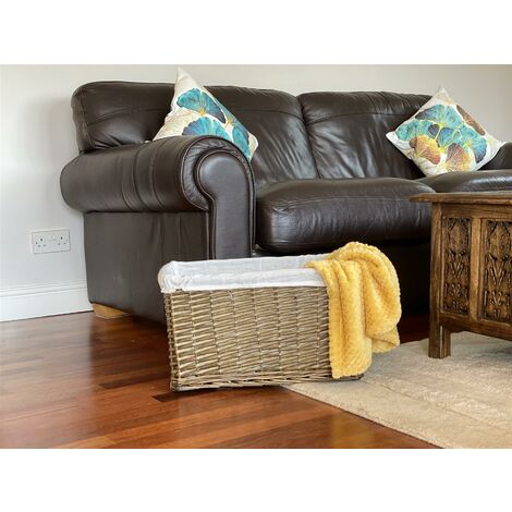 TOPFURNISHING Big Huge Deep Living Room Fireplace Log Basket Full Wicker Storage Box [Oak Extra Large: 52x38.5x29cm]
