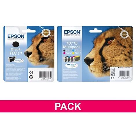Big pack jet encre Epson T0711 + T0715