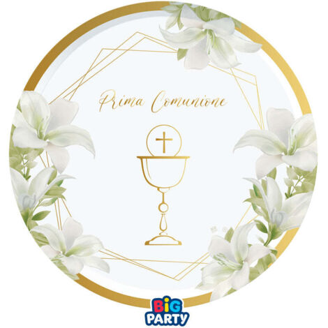 Big Party Piatti Carta Comunione Geometric D 18 Cm Cf 6 Pz