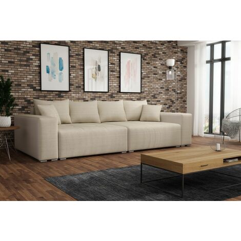 Big Sofa Couchgarnitur REGGIO Megasofa mit Schlaffunktion Beige