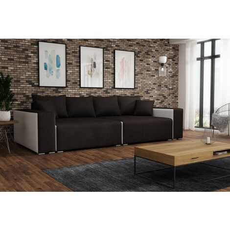 Big Sofa Couchgarnitur REGGIO Megasofa mit Schlaffunktion Weiss-Anthrazit