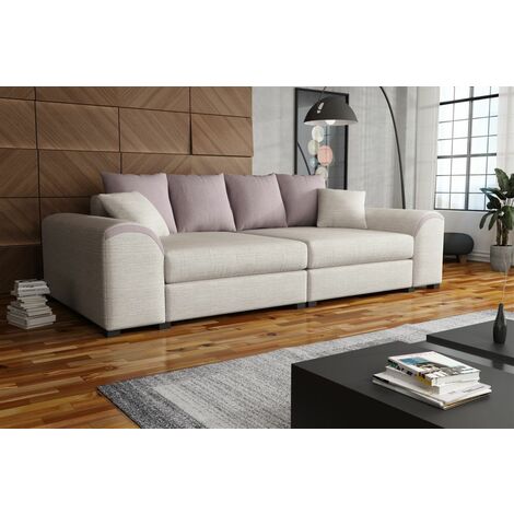 Big Sofa Couchgarnitur WELLS Megasofa Sofa in Beige-Hellrosa