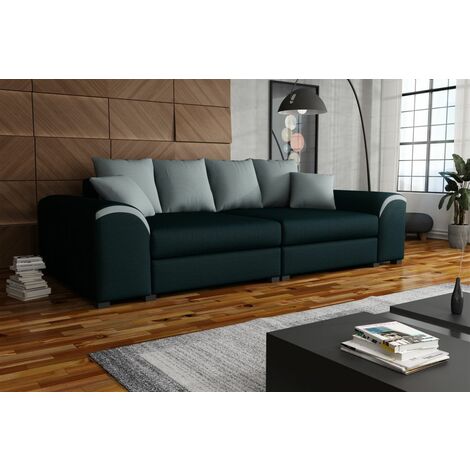 Big Sofa Couchgarnitur WELLS Megasofa Sofa in Schwarz-Grau