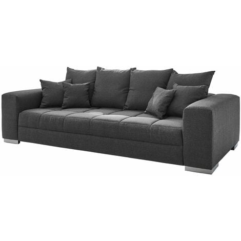 Big Sofa grau 254 cm - Nosagunterfederung - BORNEO - Die Möbelfundgrube