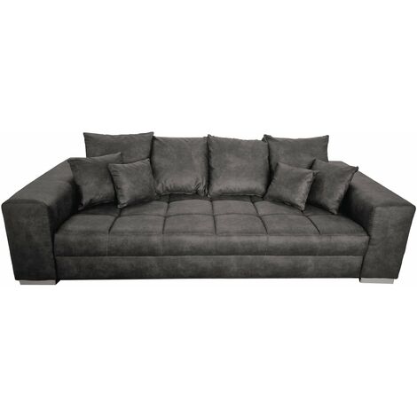 Big Sofa in grau Vintage 254 cm - Nosagunterfederung - BORNEO - Die Möbelfundgrube