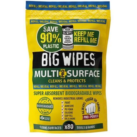 Big Wipes 2046 Multi-Surface Bio Pro+ Antiviral Wipes Refill Pouch 80 Wipes