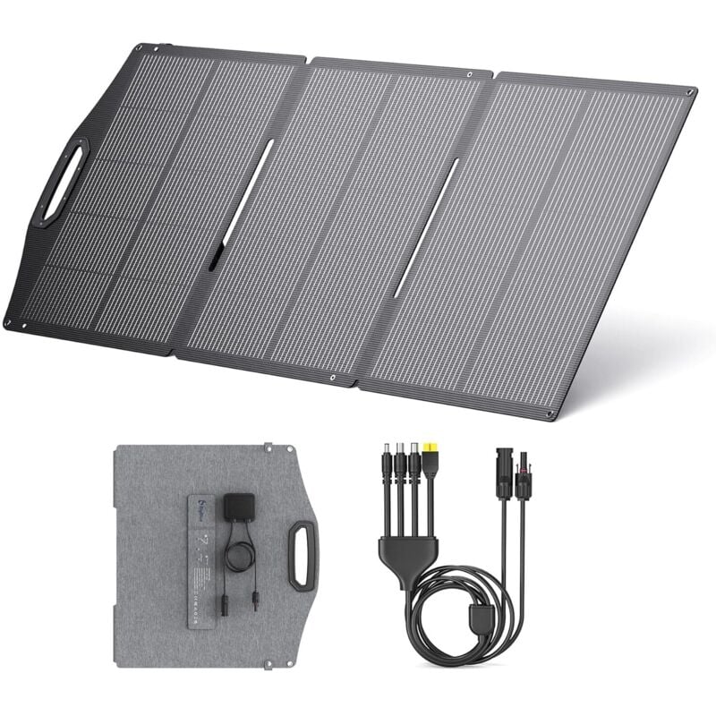 BigBlue 150W Panneaux Solaires Portable ETFE (20,52V/9,23A), Panneau Solaire Pliables avec Béquille, Étanchéité IP68, Chargeur Solaire avec Câble