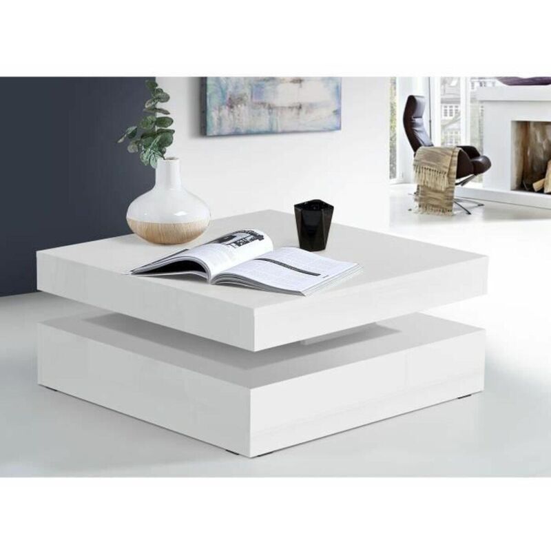 Forte Bigbuy Cftt4181-z38 Couchtisch Weiß Hochglanz Mit Drehplatte