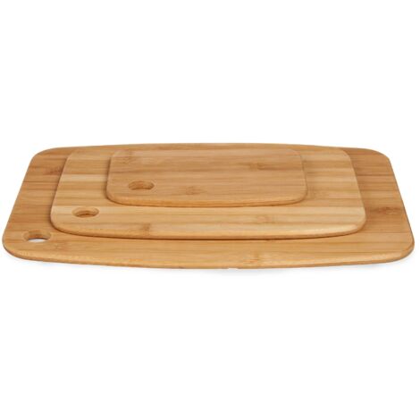 BigBuy Ensemble de 3 Planches à Découper Bambou Marron