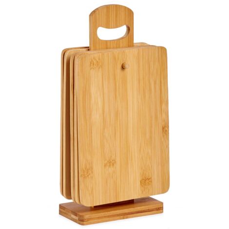 BigBuy Ensemble de 6 planches à découper marron bambou