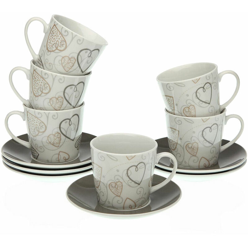 

Juego De 6 Tazas De Té Con Plato Cozy Corazones Porcelana (6 Piezas)