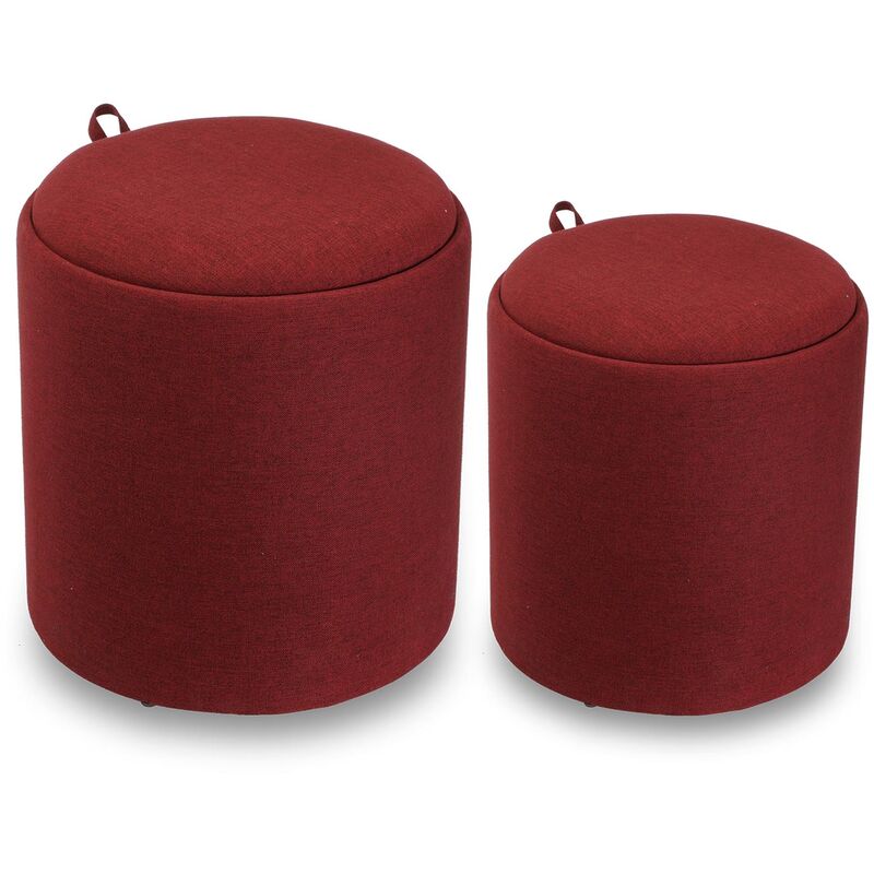

Bangalore Taburete puff cuadrado Reposapiés, 44x39x39cm - Rojo - Versa
