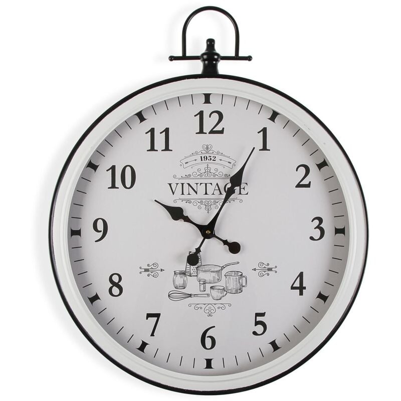 

Adele Reloj de Pared Silencioso Decorativo, 73,5x5x60cm - Blanco y negro - Versa