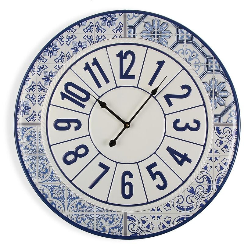 

Dingli Reloj de Pared Silencioso Decorativo, 60x4x60cm - Azul y blanco - Versa