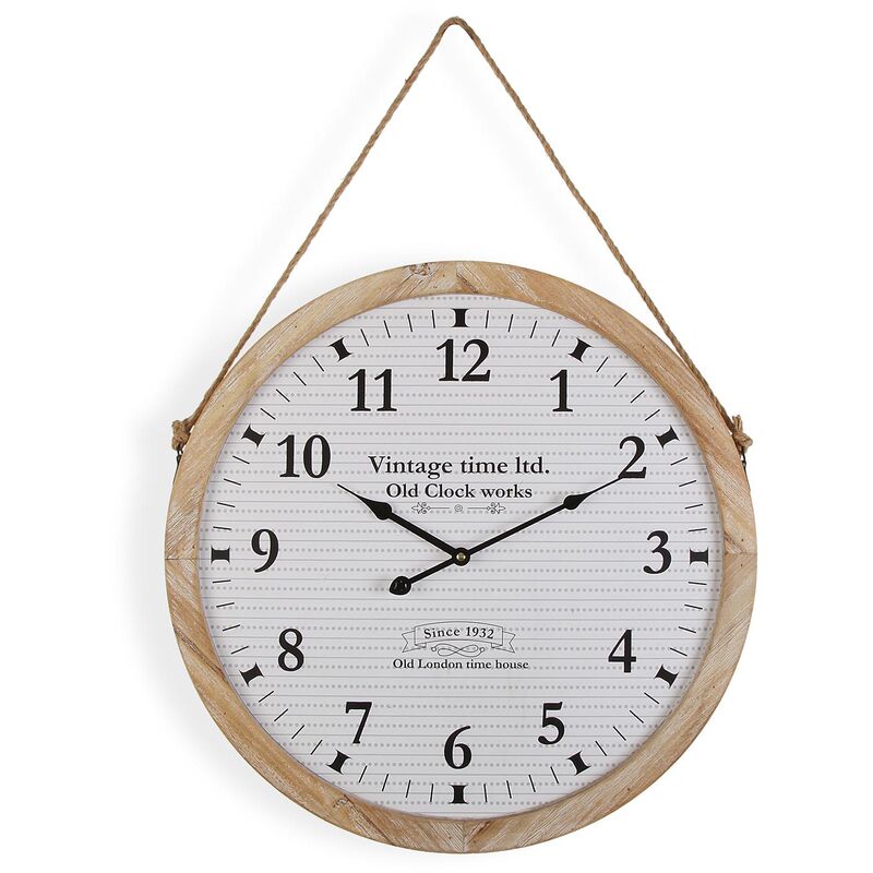 

Maje Reloj de Pared Silencioso Decorativo, 53x5x53cm - Blanco, negro y marrón - Versa