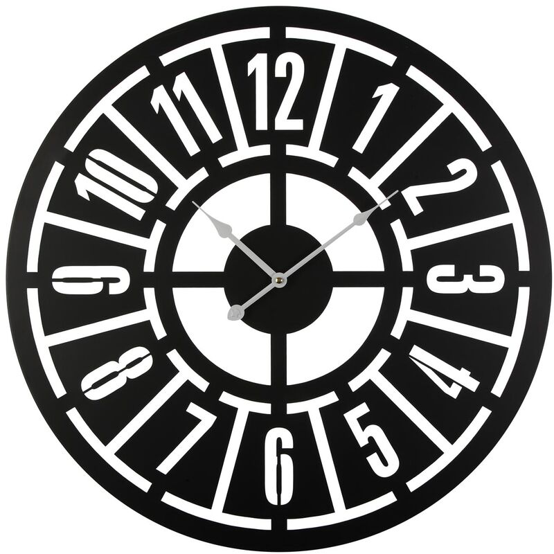 

Hotton Reloj de Pared Silencioso Decorativo, 60x5x60cm - Negro - Versa