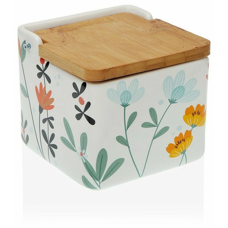 

BigBuy Home Salero con Tapa Flores Cerámica (8,1 x 12,2 x 12,3 cm)