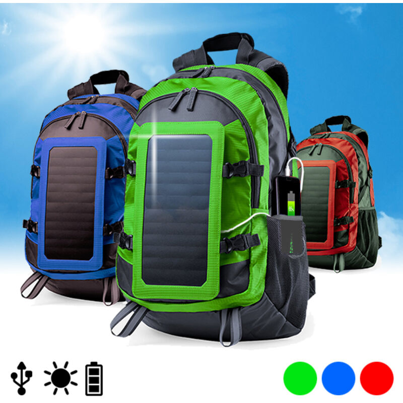 

BigBuy Outdoor Mochila Cargadora con Panel Solar 146329 6.5W Azul