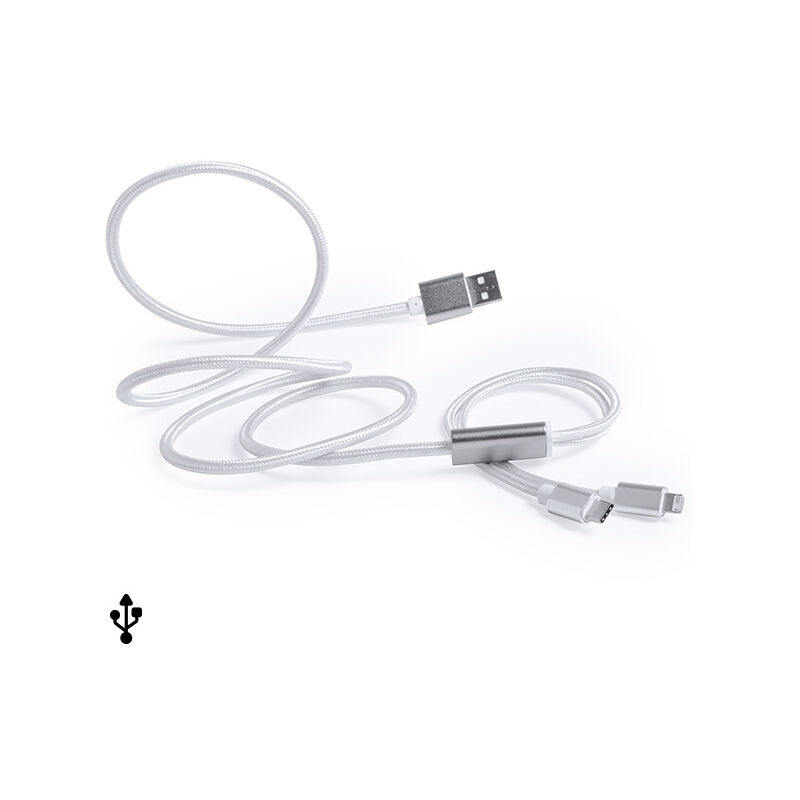 

Cable USB a Micro USB y Lightning (120 cm) 145786 Plateado - Bigbuy Tech