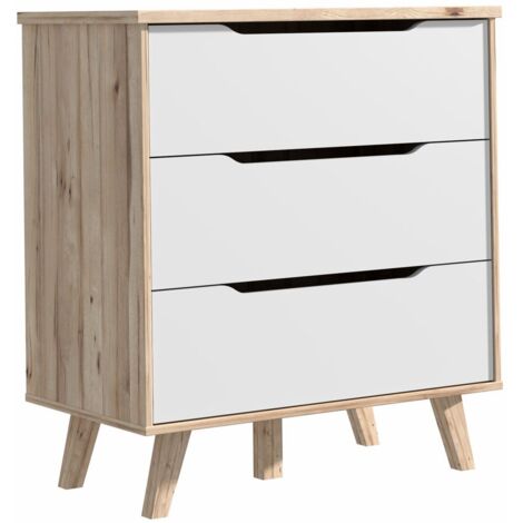BigBuy VANKKA Kommode Eiche und Mattweiß 80 cm