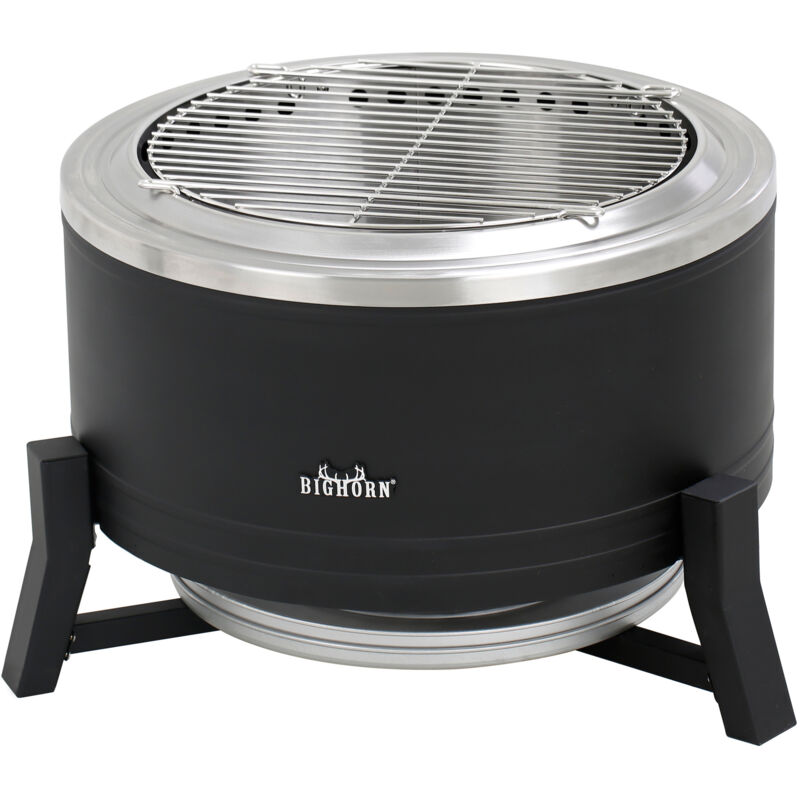 BIGHORN Foyer sans fumée Cheminée à granulés de bois à faible fumée avec tuyau de cheminée intérieur amovible, idéal pour le camping, Dia 65×42cm