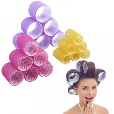 Bigoudis, taille géante, autocollants, pour salons de coiffure, 12 paquets colorés