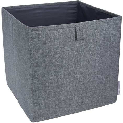 Bigso Box of Sweden Cubo portaoggetti per scaffale e armadio – Scatola organizer per giocattoli, vestiti, materiale da ufficio e altro – Contenitore armadio pieghevole in poliestere e cartone – grigio