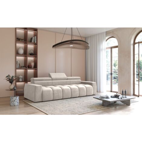 Bigsofa Couchgarnitur DARCY Megasofa in Stoff Salvador Beige