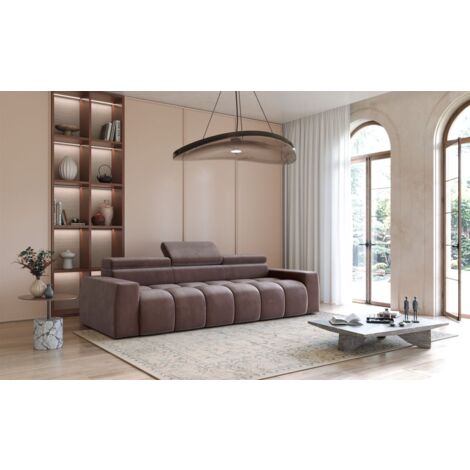 Bigsofa Couchgarnitur DARCY Megasofa in Stoff Salvador Braun