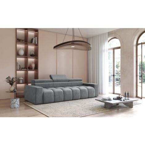 Bigsofa Couchgarnitur DARCY Megasofa in Stoff Salvador Grau